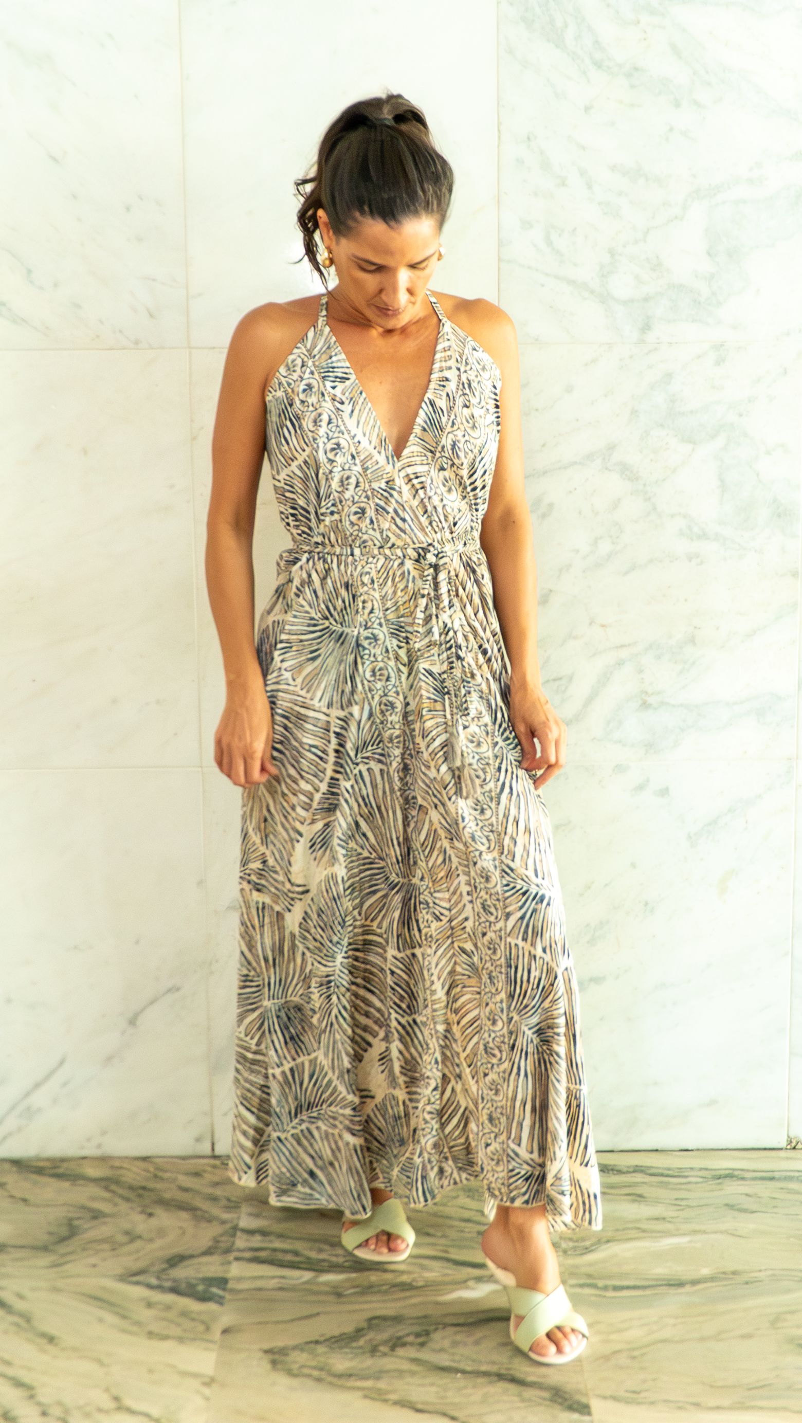 Vestido Folha com dourado