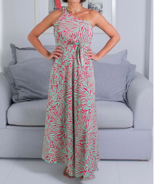 Saia Longa Envelope Animal Print Rosa & Verde — Tropical Vibrante que Vira Vestido 💗💚✨