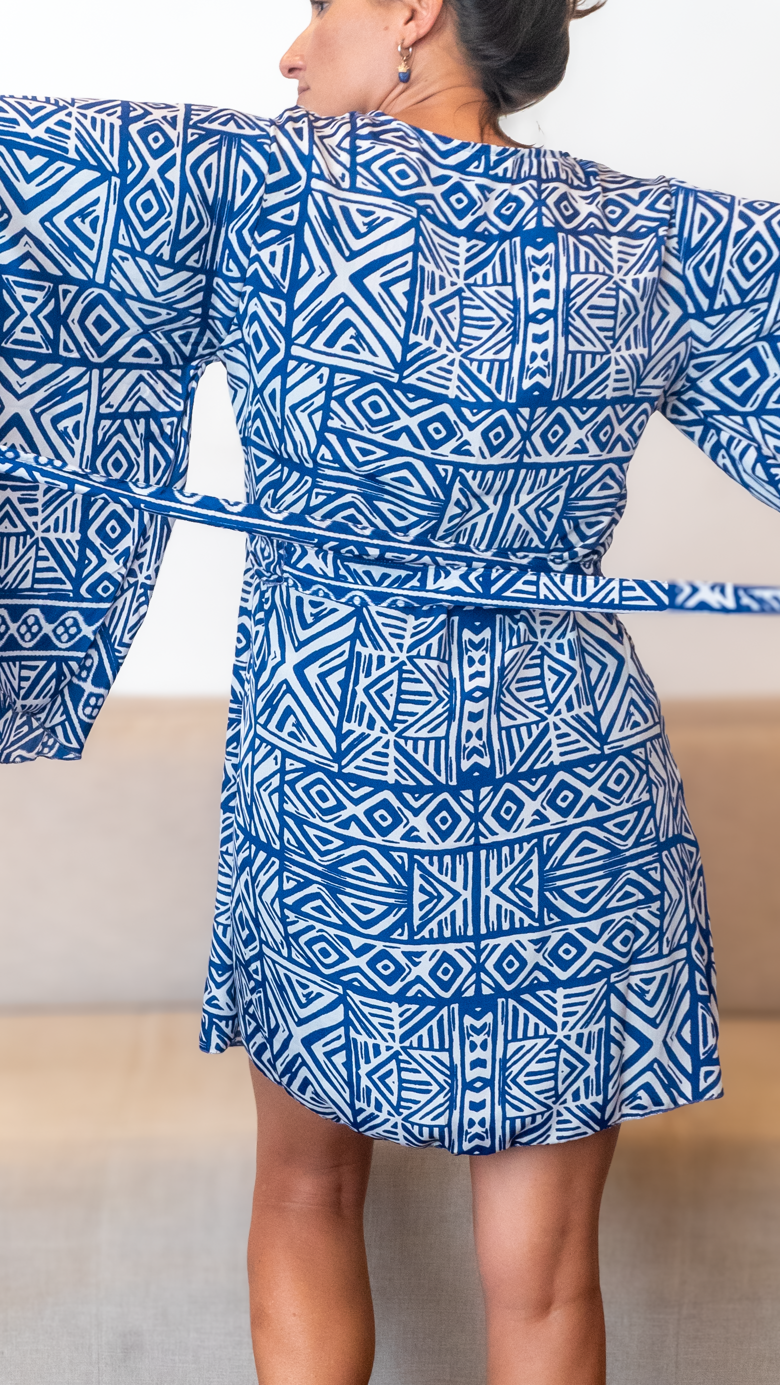 Kimono Curto Gana azul com branco