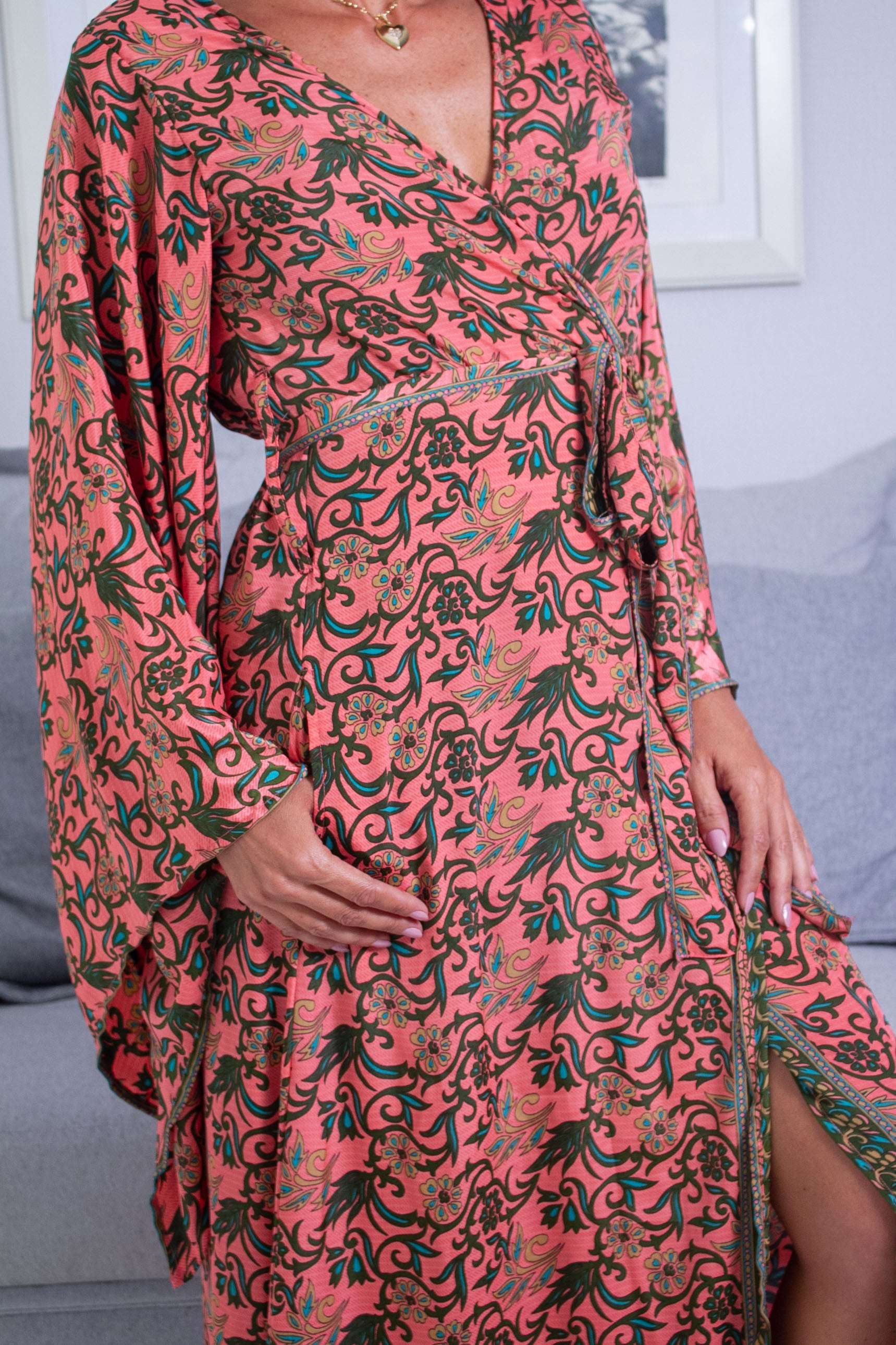 Kimono longo Lua salmão